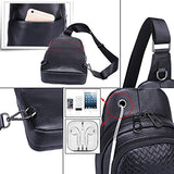 Banuce Top Grain Cowhide Leather Versatile Sling Bag Shoulder Chest Packs Cross Backpack