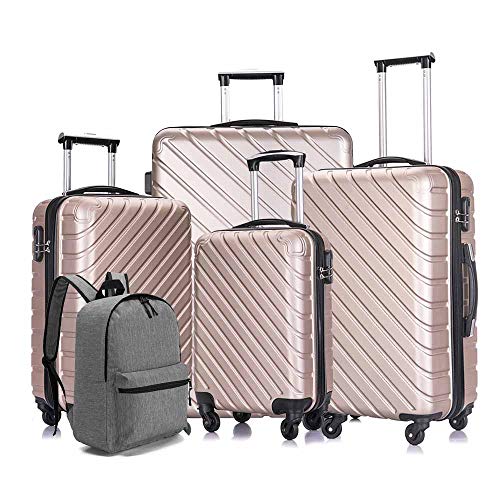 Apelila 4PC Luggage Sets PC Material Hardshell Luggage Set Lightweight Hard  Shell Travel Suitcases w/Spinner Wheels 18-28inch