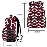 LORVIES Red And White Japanese Wave Motif Lightweight School Classic Backpack Travel Rucksack for Girls Women Kids Teens