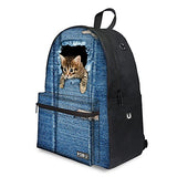 Bigcardesigns Girl'S School Bag Tabby Cat Blue