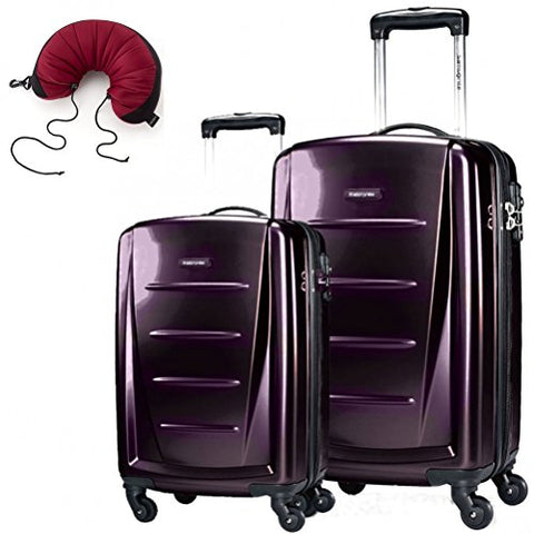 Samsonite Winfield 2 Fashion 2 Piece Set Spinner 20 and 24 With Travel Pillow (One Size, Purple)