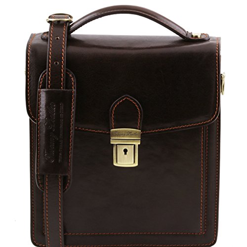Tuscany Leather David Leather Crossbody Bag - Small Size Dark Brown Leather Bags For Men