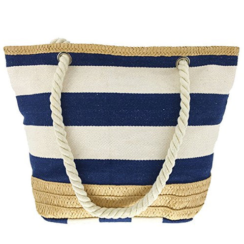 Melime X-Large Travel Shoulder Beach Tote Bag With Handmade Woven Straw Binding, Cotton Rope