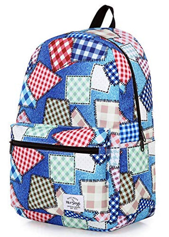 hotstyle TRENDYMAX Backpack Cute for School | 16"x12"x6" | Holds 15.4-inch Laptop | Plaid Patch Pattern
