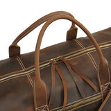 Polare Mens Genuine Leather Duffel Bag Overnight Travel Duffle Weekender Bag 23.2''