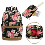 School Backpack Girls Teens Bookbags Set, 15" Women Laptop Bag + Lunch Tote Bag + Clutch