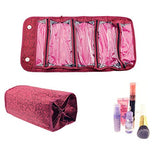 4-Layer Roll Up Foldable Travel Organizer Multifunctional Hanging Makeup Cosmetic Bag Large