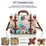 COTRUNKAGE Small 20" Vintage Luggage Set 2 Pieces Carry On Suitcase for Womens, Stamp (13" & 20")
