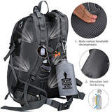 FENGDONG 40L Waterproof Lightweight Outdoor Daypack Hiking,Camping,Travel Backpack for Men Women Black