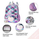 mibasies Kids Sequin Unicorn Backpack for Girls Sequin School Bag（Purple Sequin）
