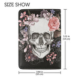 Rose Skull Genuine Leather UAS Passport Holder Travel Wallet Cover Case