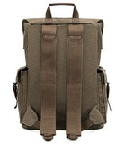 Kattee Men’s Leather Canvas Backpack Large School Bag Travel Rucksack Army Green