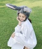 BOBILIKE Plush Fun Bunny Ears Hood Women Costume Hats Warm, Soft and Cozy, Grey2