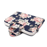 Canvaslife White Rose Patten Canvas Laptop Shoulder Messenger Bag Case Sleeve For 11 Inch 12 Inch
