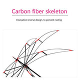 Zameka Double Layer Inverted Umbrellas Reverse Folding Umbrella Windproof UV Protection Big Straight Umbrella Inside Out Upside Down for Car Rain Outdoor with C-Shaped Handle (New Lake Blue)