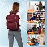 Laptop Backpack for Women Fashion Travel Bags Business Computer Purse Work Bag with USB Port, Wine Red