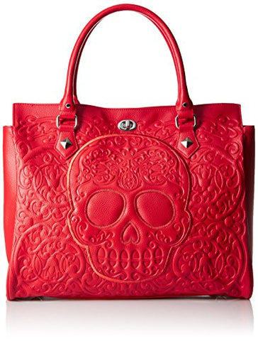 Loungefly Lattice Skull Tote, Red