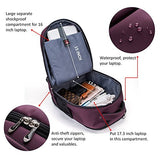 Racini Nylon Waterproof Rolling Backpack, Freewheel Travel Wheeled Backpack, Carry-on Luggage with Anti-Theft Zippers(Purple)