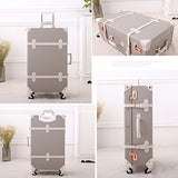 Unitravel Vintage Suitcase Retro Pu Trunk Rolling Spinner Lightweight Luggage