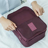 Moreteam Travel Shoe Bag 3 in 1 Shoe Organizer Space Saving Storage Tote Bags with Zipper for Men Women (Wine Red)