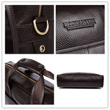 Bostanten Leather Lawyers Briefcase Laptop Messenger Business Bags For Men Brown