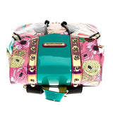 Studded Glossy Neon Floral Backpack with Adjustable Strap