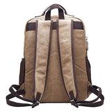 ABage Men's 15.6" Laptop Backpack College Book Bag Travel Daypack Canvas Rucksack, Khaki