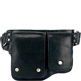Vicenzo Leather Adonis 2 Leather Waist Pack Hip Purse (Black)