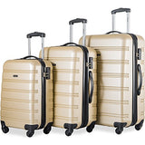 Merax Travelhouse Luggage 3 Piece Expandable Spinner Set (Gold)