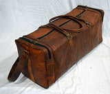 25" Men'S Genuine Leather Vintage Duffle Gym Large Travel Weekend Luggage Bag