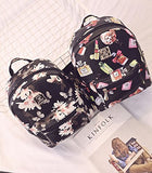 Women Girls Mini Backpack Fashion Causal Floral Printing Leather Bag