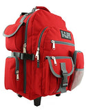 Rolling Backpack Wheeled School Backpack Book Bag Daypack with multiple Pockets Red
