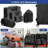 6 Set Packing Cubes, Travel Luggage Packing Organizers with Shoes Bag & Laundry Bag (Black)