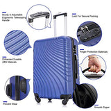 Apelila 3 Piece ABS Luggage Sets with Spinner Wheels Hard Shell Spinner Carry On Suitcase (Blue, 3 Pieces 20 24 28 Inch)