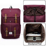 School Backpack,Vaschy Water Resistant Drawstring Laptop Backpack Women For 15.6 Inch Laptop
