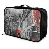 Travel Bags Oil Painting City Red Tree Portable Suitcase Trolley Handle Luggage Bag