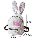 Aibearty Rabbit Ears Backpack Sequins Rucksack Casual Bag