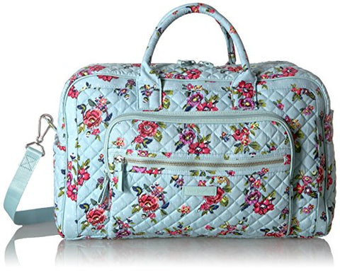 Vera Bradley Iconic Compact Weekender Travel Bag, Signature Cotton, Water Bouquet