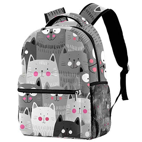LORVIES Cute Cats Pattern Japanese Style Backpacks School Bookbags Daypack Bag for Men and Women