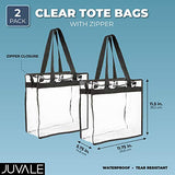 Stadium Approved Clear Plastic Tote Bags with Handles (11.75 x 11.5 x 5.75 In, 2 Pack)