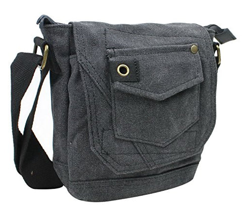 Vagabond Traveler 8" Tall Small Canvas Slim Sling Shoulder Bag C93.Gry