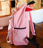Girls Cute Cat Ear Backpack School Bag Lightweight Bookbags (Pink Dog)