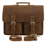 Polare Mens Full Grain Leather 15.6'' Removeable Laptop Compartment Briefcase Messenger Bag Satchel