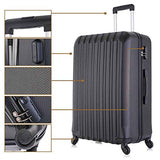 4 Piece Luggage sets with Spinner Wheels Travel Suitcase Hard-shell Lightweight 16" 20" 24" 28" (4 PCS LM Black)