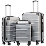 Coolife Luggage Expandable Suitcase 3 Piece Set with TSA Lock Spinner 20in24in28in (sliver)