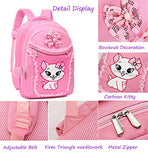 Debbieicy Cute Cat Printing Lace Backpack Lightweight Princess School Bag Kids Bookbag Handbag Pen Bag Set for Primary Girls (Large, Pink1(Backpack Handbag Pen Bag))