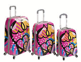 Rockland Luggage Vision Polycarbonate 3 Piece Luggage Set, Love, One Size