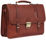 Banuce Vintage Full Grain Italian Leather Briefcase for Men Business Lock Lawyer Attache Case 14"