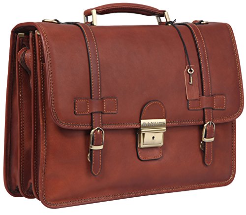 Banuce Vintage Leather Briefcase for Men with Lock