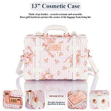 COTRUNKAGE Small 20" Vintage Luggage Set 2 Pieces Carry On Suitcase for Womens (20" & 13", Pink Floral)